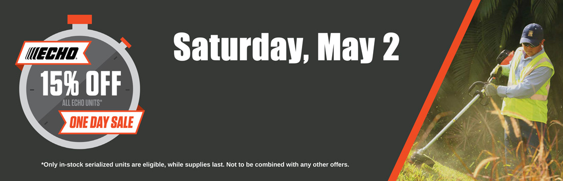 ECHO ONE DAY SALE Banner - 15% Off All In-Stock Serialized Units